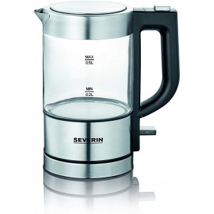 Severin - Mini bouilloire electrique en verre avec filtre anti-calcaire - Noir - WK 3472