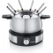 Severin Fondue Crepiere 2 en 1, Inclus 8 fourchettes a  fondue, spatule a  crepe et repartiteur de pate, Inox/Noir, FO 2471
