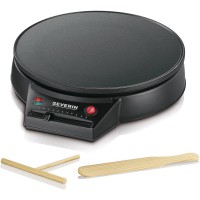 SEVERIN Crepiere electrique, Appareil a  crepes sucrees et galettes salees, Plaque de cuisson XXL d'un diametre de 30 cm avec re