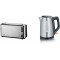 SEVERIN Grille-Pain Automatique, 1 Fente Longue, Jusqu'a  2 Tranches, 1 000 W, AT 2515, Inox/Noir & Bouilloire Large Ouverture 1