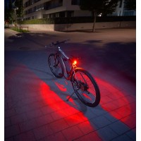 Double feu arriere de velo avec eclairage au Sol a  360° pour Plus de visibilite et de Protection, Batterie Rechargeable