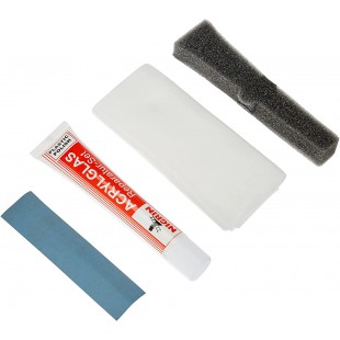 Set de reparation pour acrylique et plexiglas 73914 RepairTec : 1 x pate de plastique a  polir en tube de 25 g, 1 x papier ingra