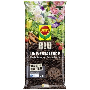 Bio Terreau Universel pour Plantes d'interieur, legumes, Fruits et Herbes, sans Tourbe, 20 litres, Marron