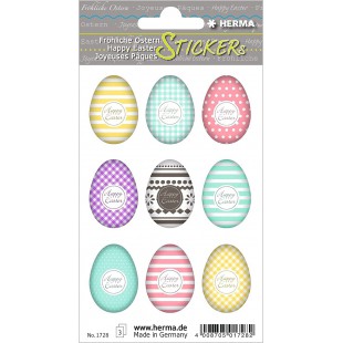 HERMA 1728 Lot de 27 autocollants de Paques « Set d'oeufs colores » pour enfants - Pour la decoration de Paques, le bricolage ou