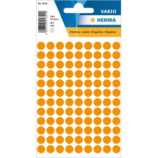 Herma Lot de 540 etiquettes circulaires multi-usages, 8 mm de diametre, 8 mm de papier, 540 Stuck, orange/mat