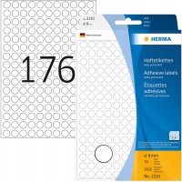 Herma 2210 etiquettes universelles diametre 8 mm 5632 pieces Blanc