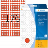 Herma 2212 etiquettes universelles diametre 8 mm 5632 pieces Rouge