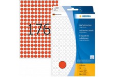 Herma 2212 etiquettes universelles diametre 8 mm 5632 pieces Rouge