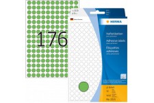 Herma 2215 etiquettes universelles diametre 8 mm 5632 pieces Vert