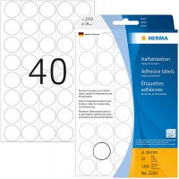 Herma 2250 etiquettes universelles support perfore diametre 19 mm 1280 pieces Blanc