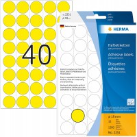 Herma 2251 etiquettes universelles support perfore diametre 19 mm 1280 pieces Jaune