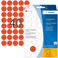 Herma 2252 etiquettes universelles support perfore diametre 19 mm 1280 pieces Rouge