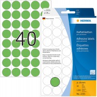 Herma 2255 etiquettes universelles support perfore diametre 19 mm 1280 pieces Vert