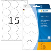 Herma 2270 etiquettes universelles diametre 32 mm 480 pieces Blanc