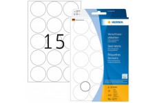 Herma 2277 etiquettes fermoirs extrafortes rondes diametre 32 mm 240 pieces Transparent