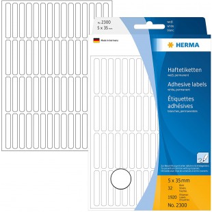 Herma 2300 etiquettes universelles 5 x 35 mm 1920 pieces Blanc