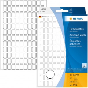 Herma 2310 etiquettes universelles 8 x 12 mm 3840 pieces Blanc