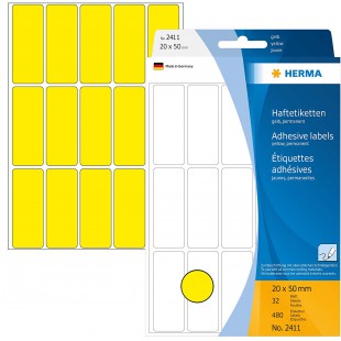 Herma 2411 etiquettes universelles 20 x 50 mm 480 pieces Jaune