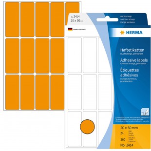 Herma 2414 etiquettes universelles 20 x 50 mm 360 pieces Orange fluo
