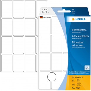 Herma 2450 etiquettes universelles 25 x 40 mm 512 pieces Blanc