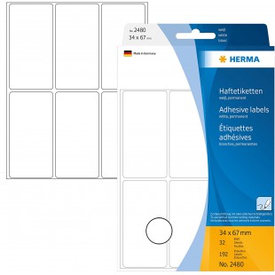 Herma 2480 etiquettes universelles 34 x 67 mm 192 pieces Blanc