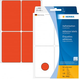 Herma 2492 etiquettes universelles 52 x 82 mm 128 pieces Rouge