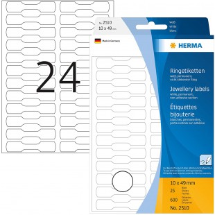 Herma 2510 etiquettes bijouterie 10 x 49 mm carton 600 pieces Blanc