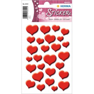 HERMA 3254 Lot de 27 autocollants en forme de coeur pour la Saint Valentin, motif coeurs mignons (27 autocollants, film mat) aut