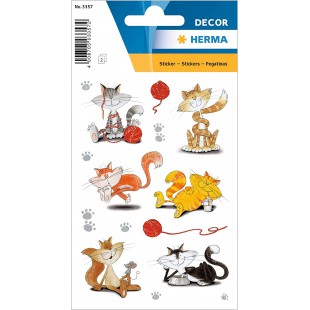 HERMA Sticker DECOR"lustige Katzen", beglimmert