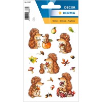 (3367) Autocollants decoratifs en papier Motif herisson Contenu : 3 feuilles de 16 stickers