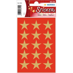 HERMA 3414 Lot de 45 autocollants de Noel avec etoiles dorees Ø 22 mm 45 autocollants de decoration de Noel autocoll