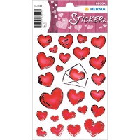 HERMA DECOR Stickers hearts&letters silver embossed 2 sheets autocollant 2 feuilles
