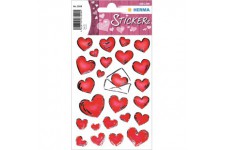 HERMA DECOR Stickers hearts&letters silver embossed 2 sheets autocollant 2 feuilles