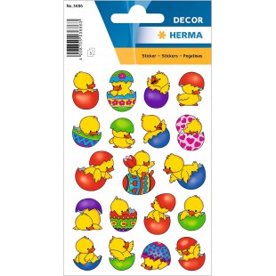 HERMA 3686 Lot de 57 autocollants de Paques pour enfants Motif poussins dans l'oeuf