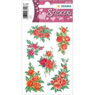 HERMA 3809 Lot de 18 Autocollants en Papier Mat pour la Saint Valentin Motif Roses Rouge