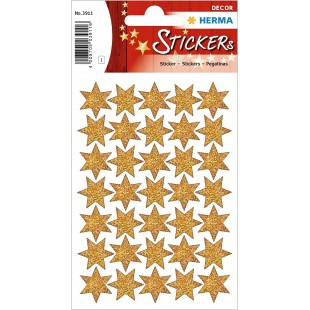 HERMA Sticker de Noel ETOILES a paillettes Dorees 1 x 35 sticks