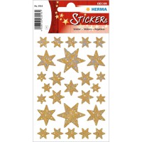 HERMA Sticker de noel etoiles couleur Or 1 feuille de 27