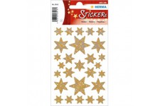 HERMA Sticker de noel etoiles couleur Or 1 feuille de 27