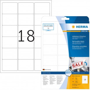 Herma 4203 etiquettes movables/amovibles 63,5 x 46,6 A4 Blanc