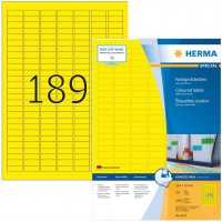 HERMA 4237 Lot de 18 900 etiquettes autocollantes colorees DIN A4 (25,4 x 10 mm, 100 feuilles, papier mat) imprimables et perman