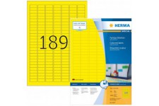 HERMA 4237 Lot de 18 900 etiquettes autocollantes colorees DIN A4 (25,4 x 10 mm, 100 feuilles, papier mat) imprimables et perman