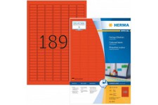 Herma 4238 couleur etiquettes 25,4 x 10 mm vers DIN A4 papier mat, autocollant) 18,900 Pieces imprimable sur 100 feuilles, rouge