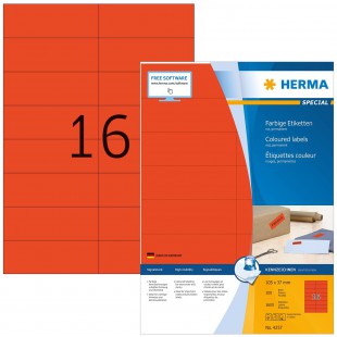 Herma 4257 etiquettes 105 x 37 A4 1600 pieces Rouge