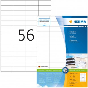 Herma 4273 etiquettes 52,5 x 21,2 Premium A4 5600 pieces Blanc