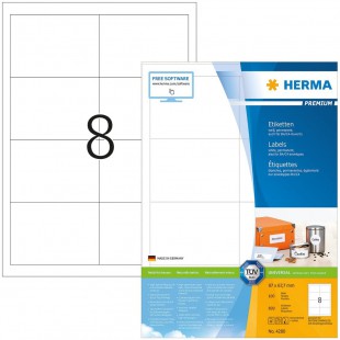 Herma 4280 etiquettes 97 x 67,7 Premium A4 800 pieces Blanc