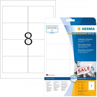 Herma 4350 etiquettes movables/amovibles 96 x 63,5 A4 Blanc