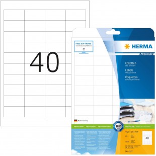 Herma 4357 etiquettes 48,5 x 25,4 Premium A4 1000 pieces Blanc