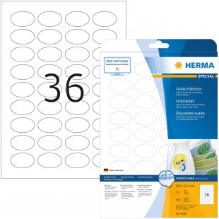 Herma 4380 etiquettes movables/amovibles 40,6 x 25,4 ovale A4 Blanc