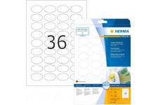 Herma 4380 etiquettes movables/amovibles 40,6 x 25,4 ovale A4 Blanc