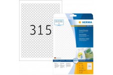 Herma 4385 etiquettes movables/amovibles diametre 10 A4 7875 pieces Blanc